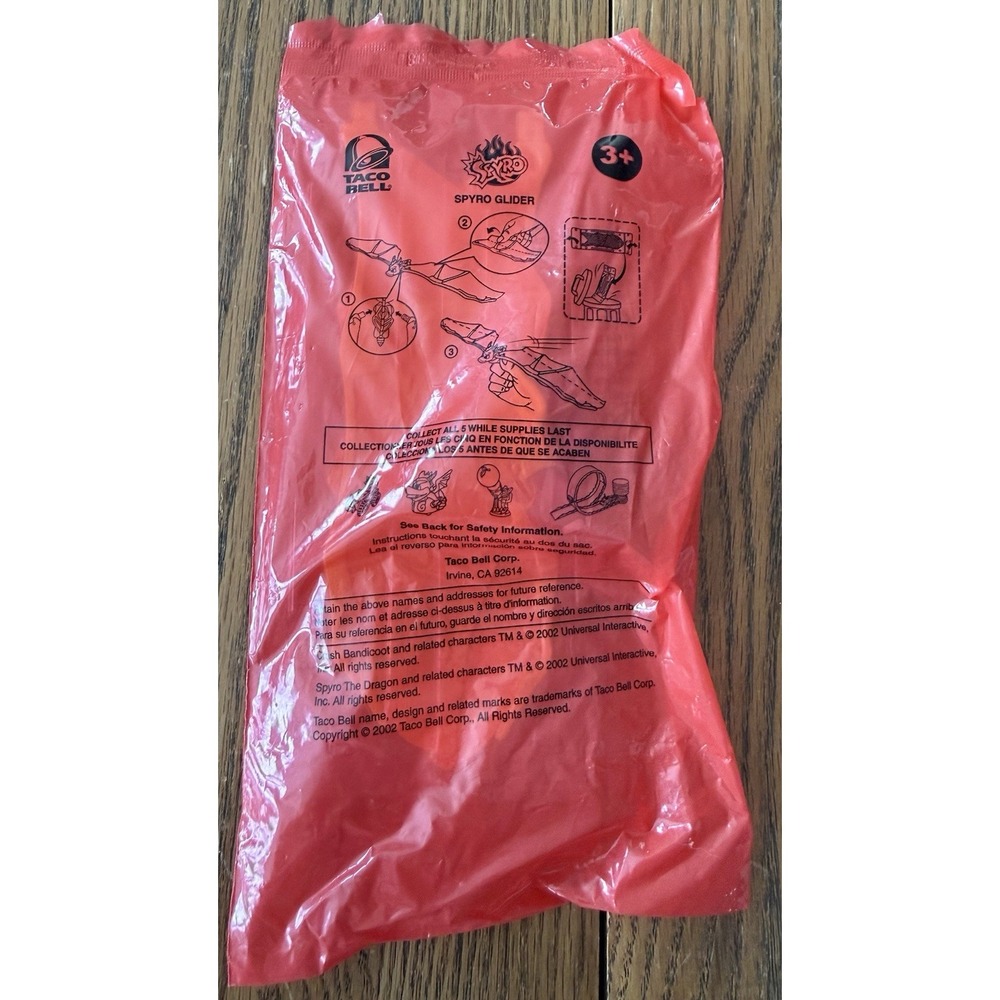 Vintage Spyro The Dragon TACO BELL Toy "SPYRO‎ GLIDER" 2002 SEALED! Rare